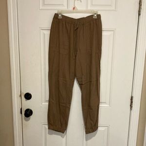 Women’s linen joggers, size medium by love tree, tan color